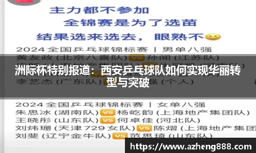 洲际杯特别报道：西安乒乓球队如何实现华丽转型与突破